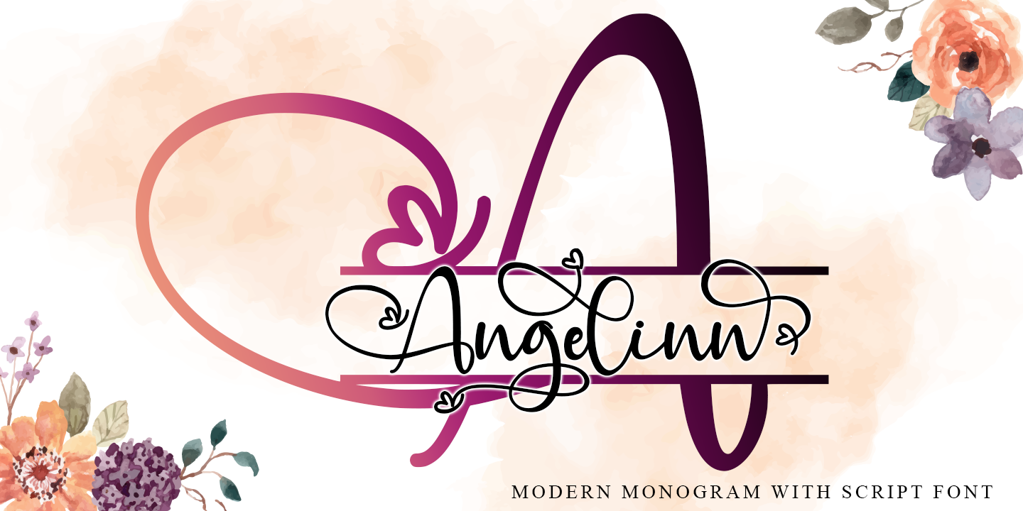 Пример шрифта Angelynn Monogram
